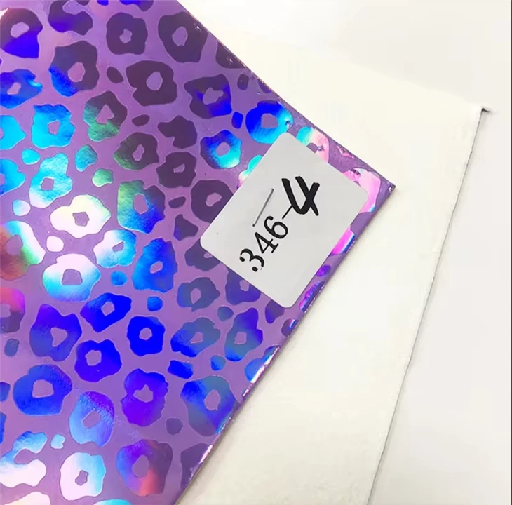Embossed Leopard Holographic PU Synthetic Leather